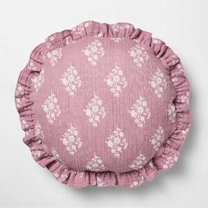 Round Ruffle Floral Jacquard Pillow Purple/Cream - Threshold with Studio McGee